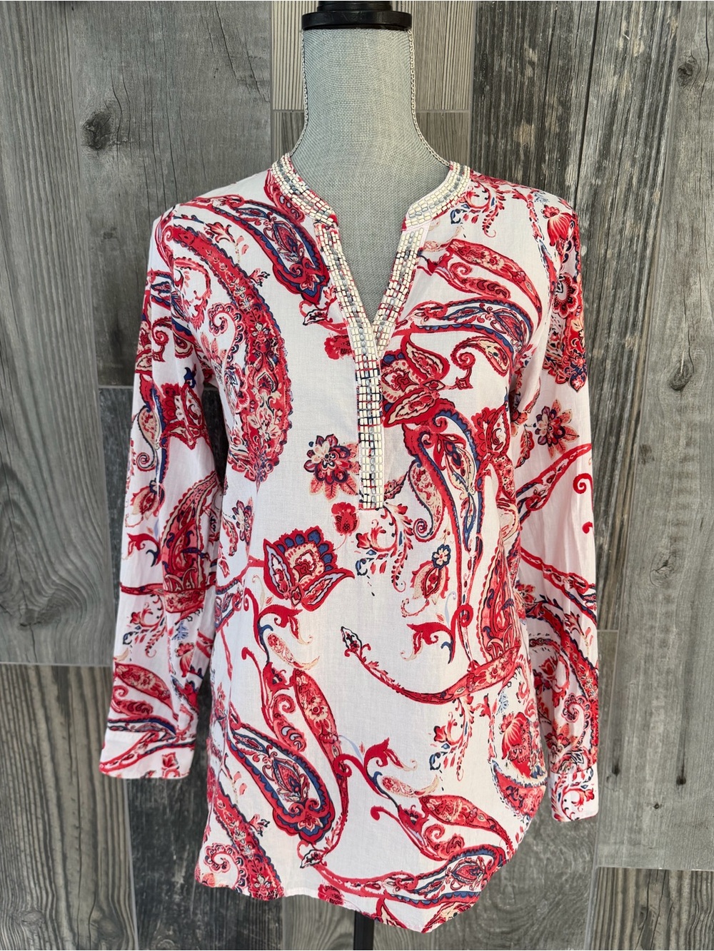 Marc Aurel Beaded Paisley Tunic Top
